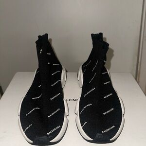 Balenciaga Black and White Logo Sock Shoes